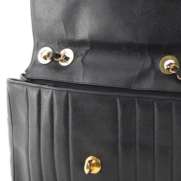 Chanel Vintage Classic Single Flap Bag Vertical Quilt Caviar Jumbo