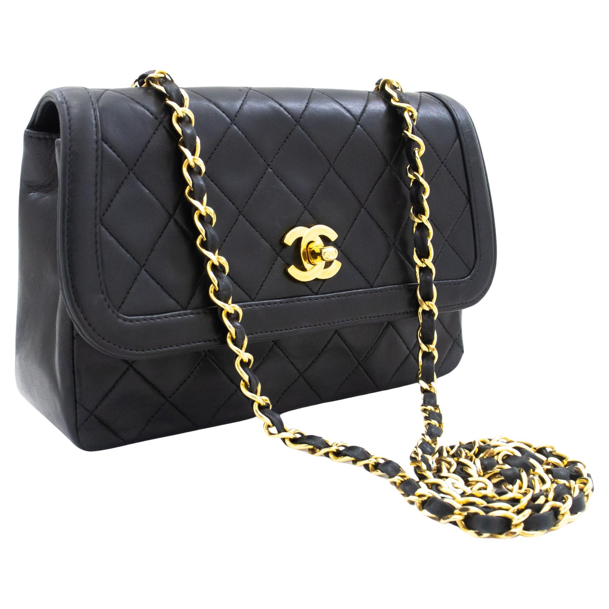 CHANEL Small Chain Shoulder Bag Black Clutch Flap Quilted Lambskin at  1stDibs