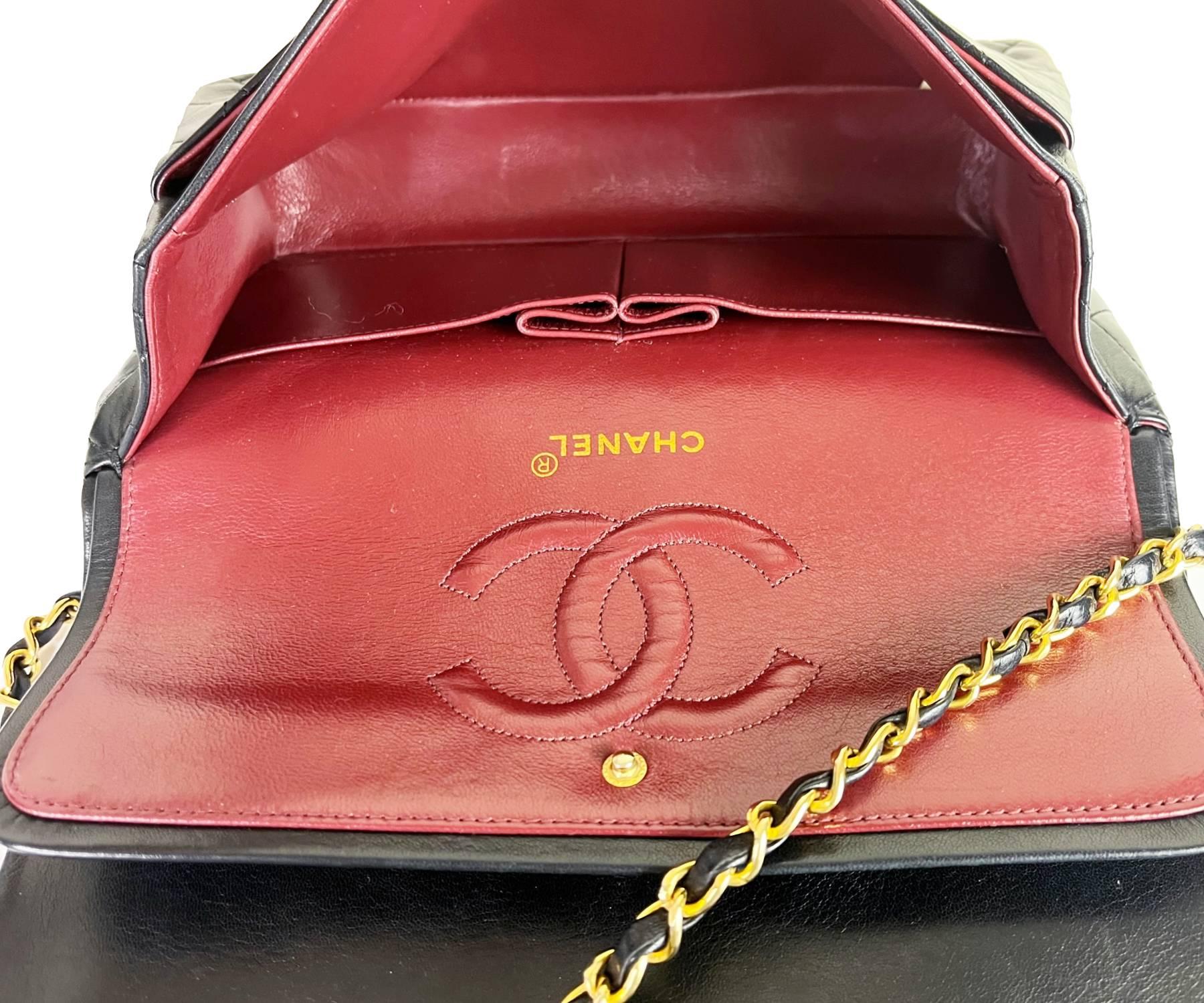 Women's Chanel Vintage Classic Timeless Double Flap Lambskin 10″ Shoulder Bag   For Sale