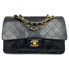 Chanel Vintage Classic Timeless Double Flap Lambskin 10″ Shoulder Bag