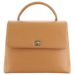 Chanel Vintage Classic Top Handle Flap Bag Caviar Jumbo