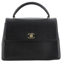 Chanel Vintage Classic Top Handle Flap Bag Caviar Medium