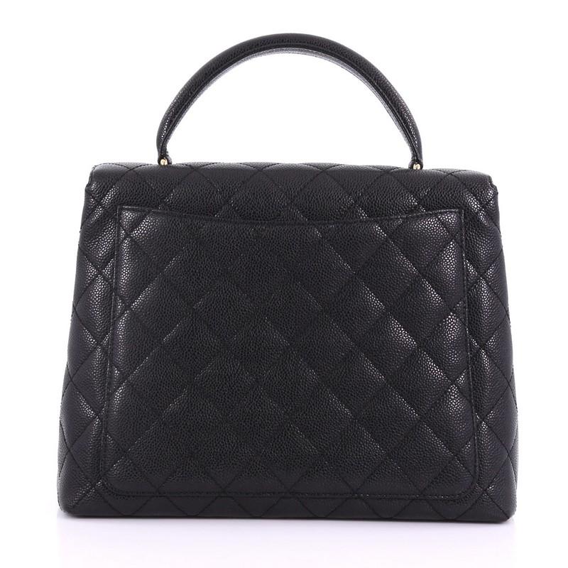 Chanel Vintage Classic Top Handle Flap Bag Quilted Caviar Jumbo In Good Condition In NY, NY