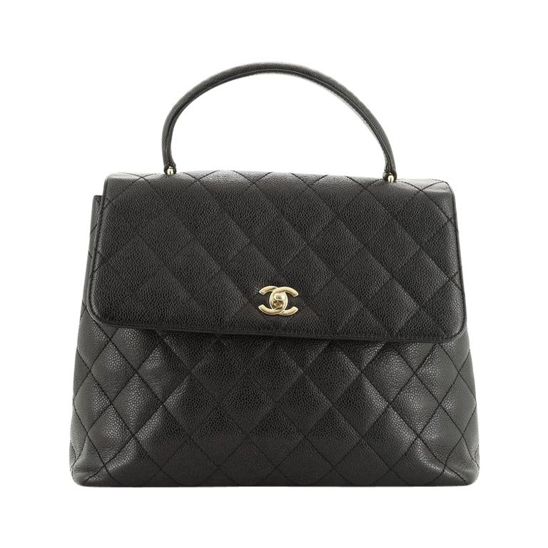chanel caviar flap bag with top handle