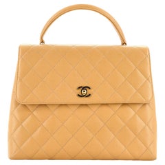Chanel Vintage Klassische Top Handle Flap Tasche Gesteppt Kaviar Jumbo