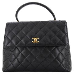 Chanel Vintage Klassische Top Handle Flap Tasche Gesteppt Kaviar Jumbo