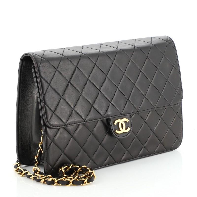 chanel vintage clutch with chain quilted leather medium