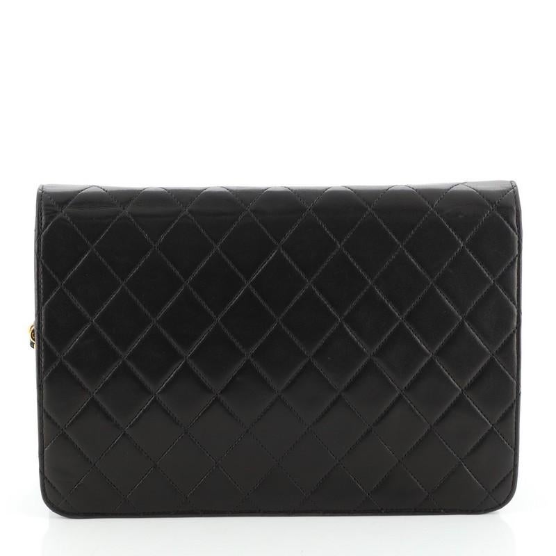 Black Chanel Vintage Clutch with Chain Quilted Leather Medium