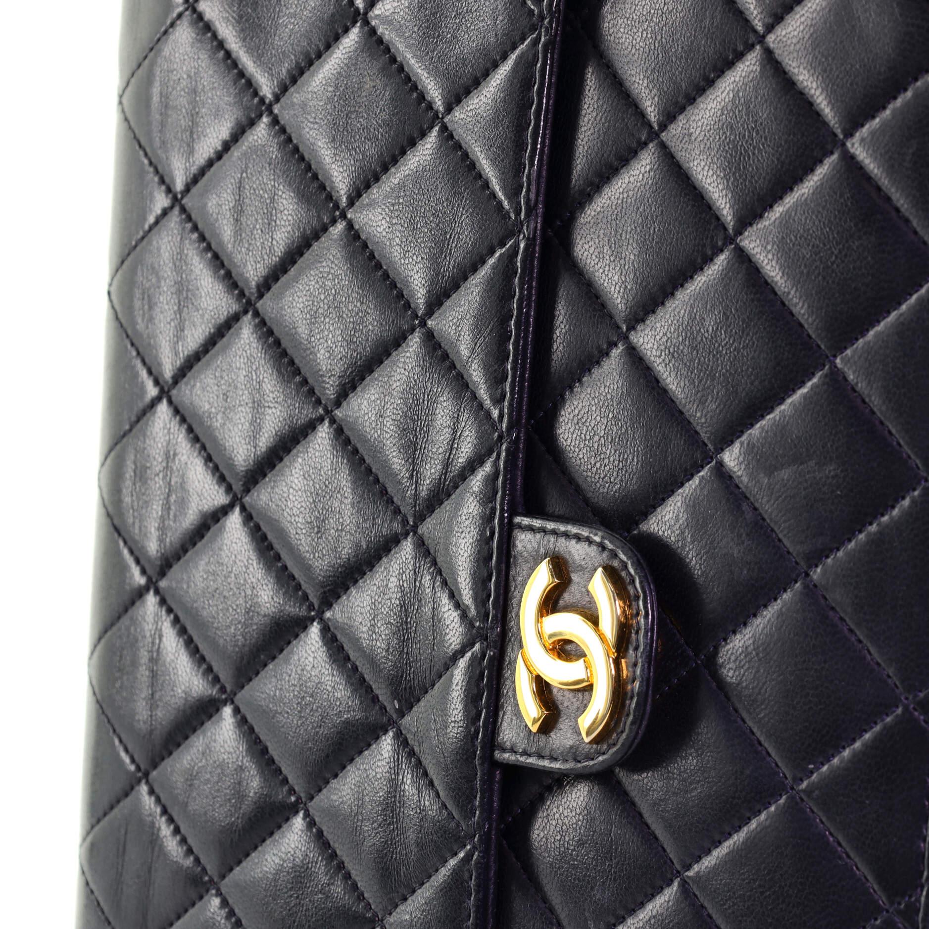 Chanel Vintage Clutch with Chain Quilted Leather Medium 2