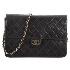 Chanel Vintage Clutch with Chain Quilted Leather Medium