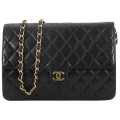 Chanel Vintage Clutch with Chain Quilted Leather Medium