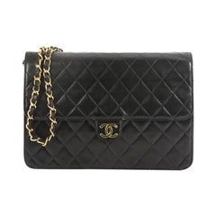 Chanel Vintage Clutch with Chain Quilted Leather Medium