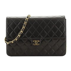 Chanel Vintage Clutch With Chain Quilted Leather Medium