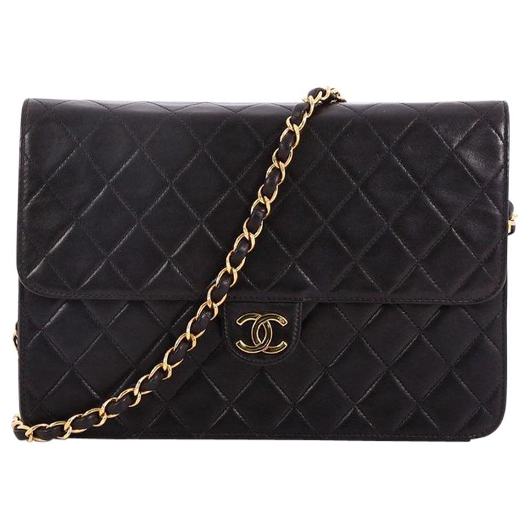 Chanel Vintage Clutch with Chain Quilted Leather Medium