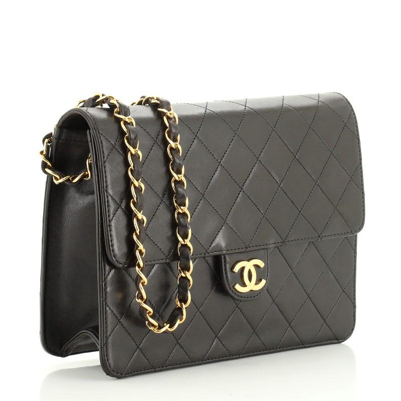 Black Chanel Vintage Clutch with Chain Quilted Leather Small