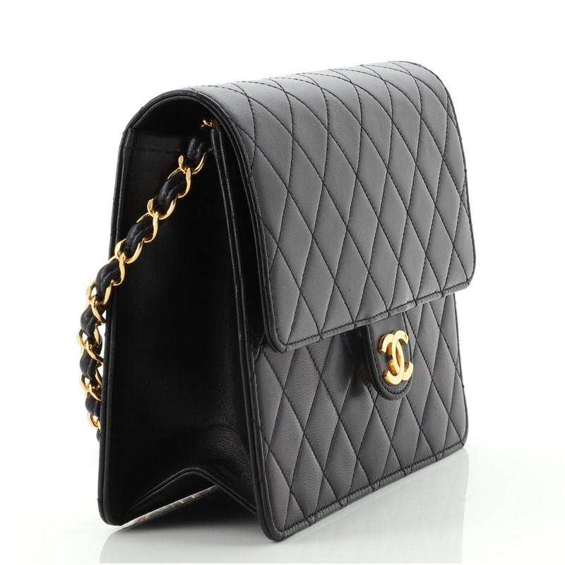 Black Chanel Vintage Clutch with Chain Quilted Leather Small