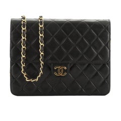 Chanel Vintage Clutch With Chain Quilted Leather Small