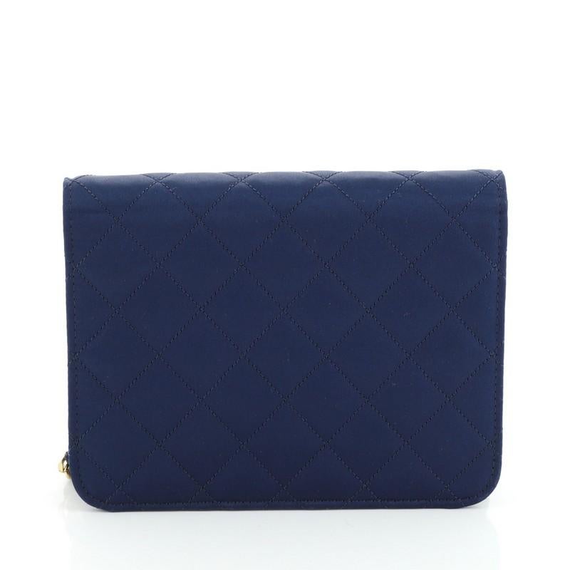 Chanel Vintage Clutch with Chain Quilted Satin Small In Good Condition In NY, NY