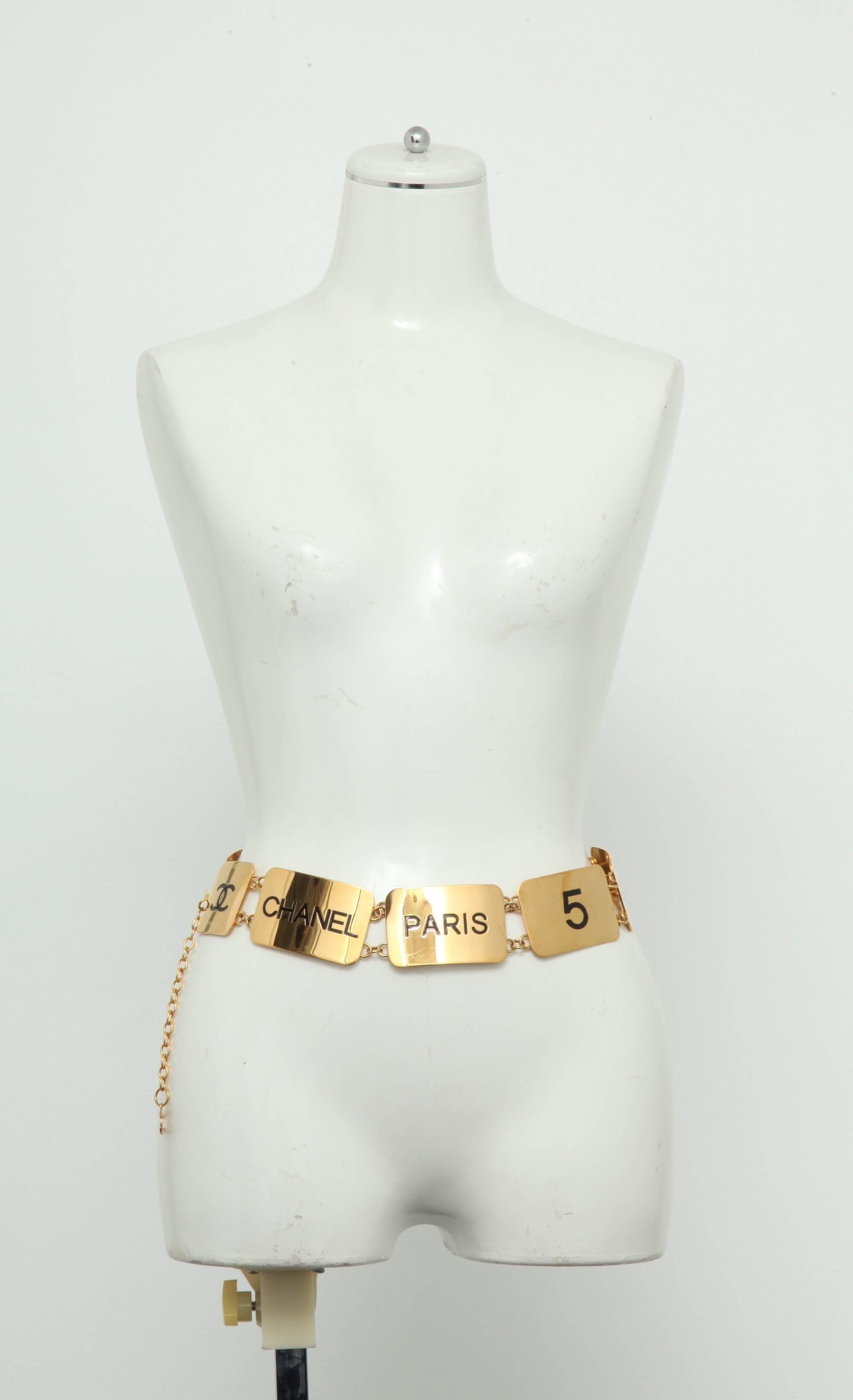 Beige Chanel Vintage COCO Plate Belt For Sale