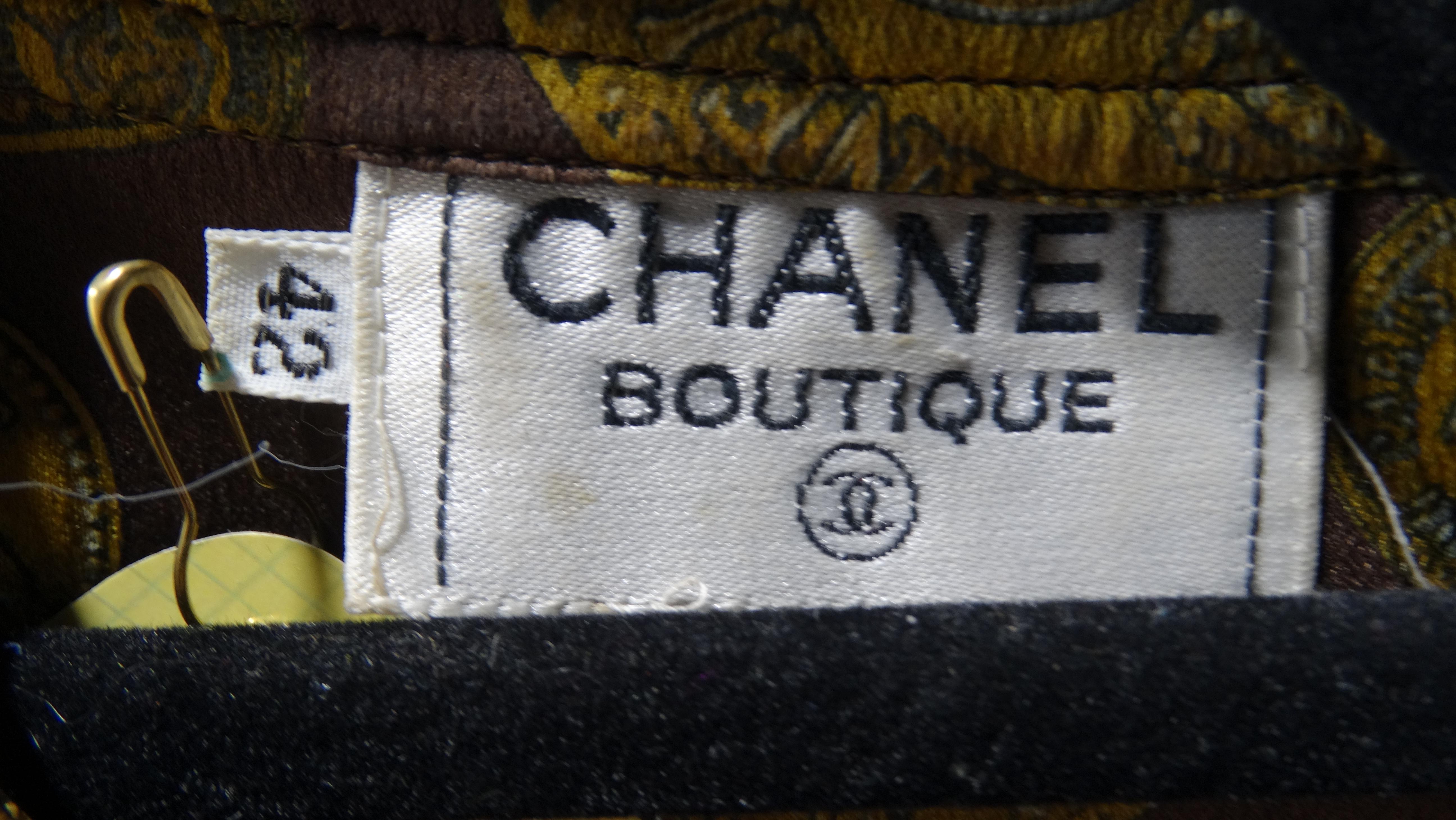 Chemisier en soie vintage à imprimé de pièces de monnaie Chanel  en vente 5