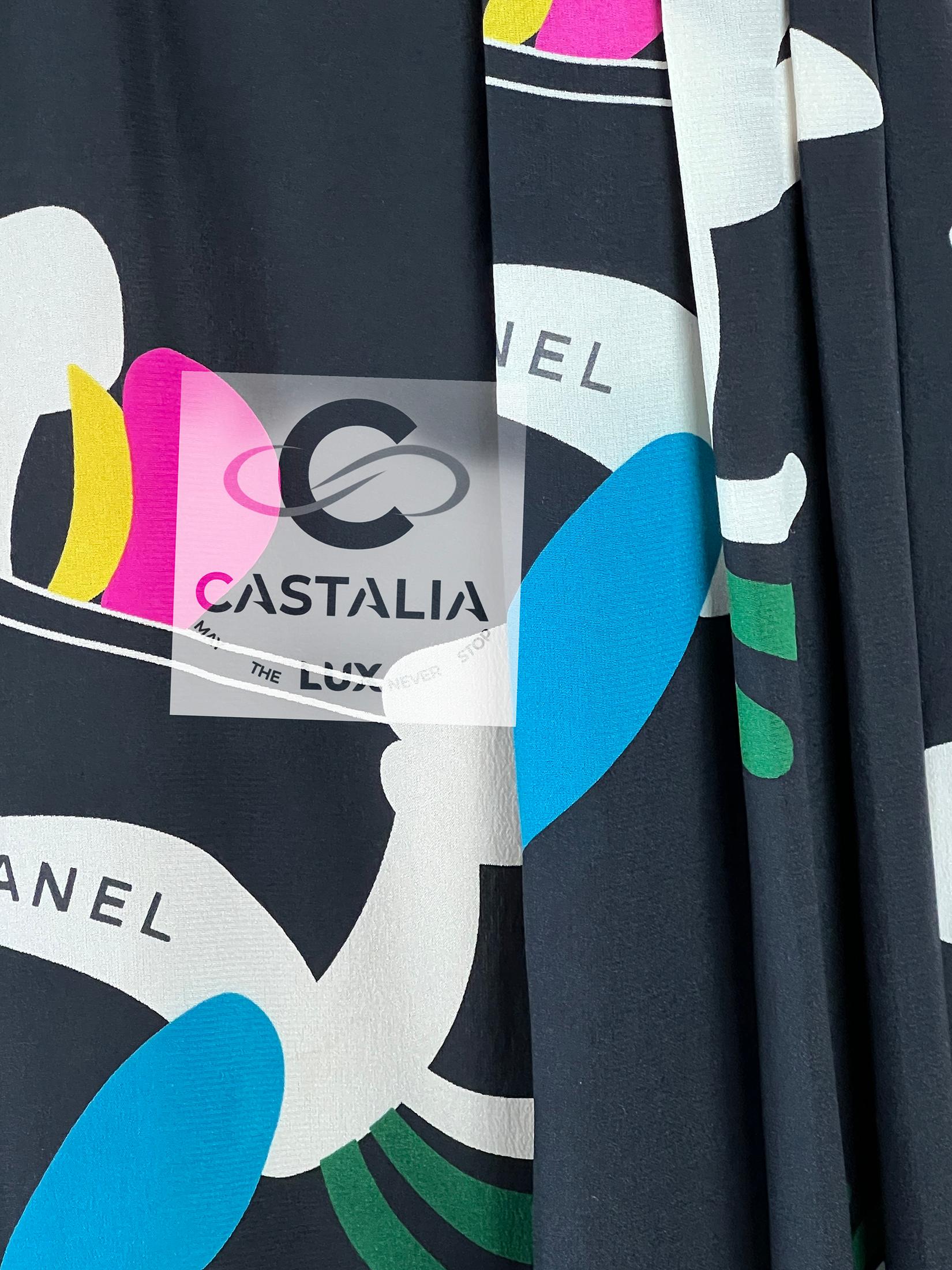 Chanel Vintage Collectors CC Planes plissée jupe 36 FR en vente 1