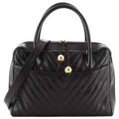 Chanel Vintage Convertible Briefcase Bag Chevron Lambskin Large