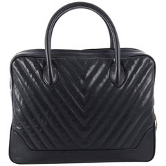 Chanel Vintage Convertible Zip Around Handle Bag Chevron Caviar Large