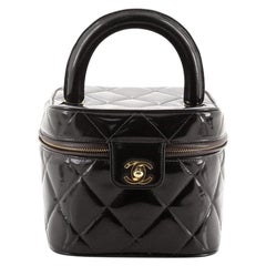 Chanel Vintage Cosmetic Case Quilted Glazed Calfskin Small