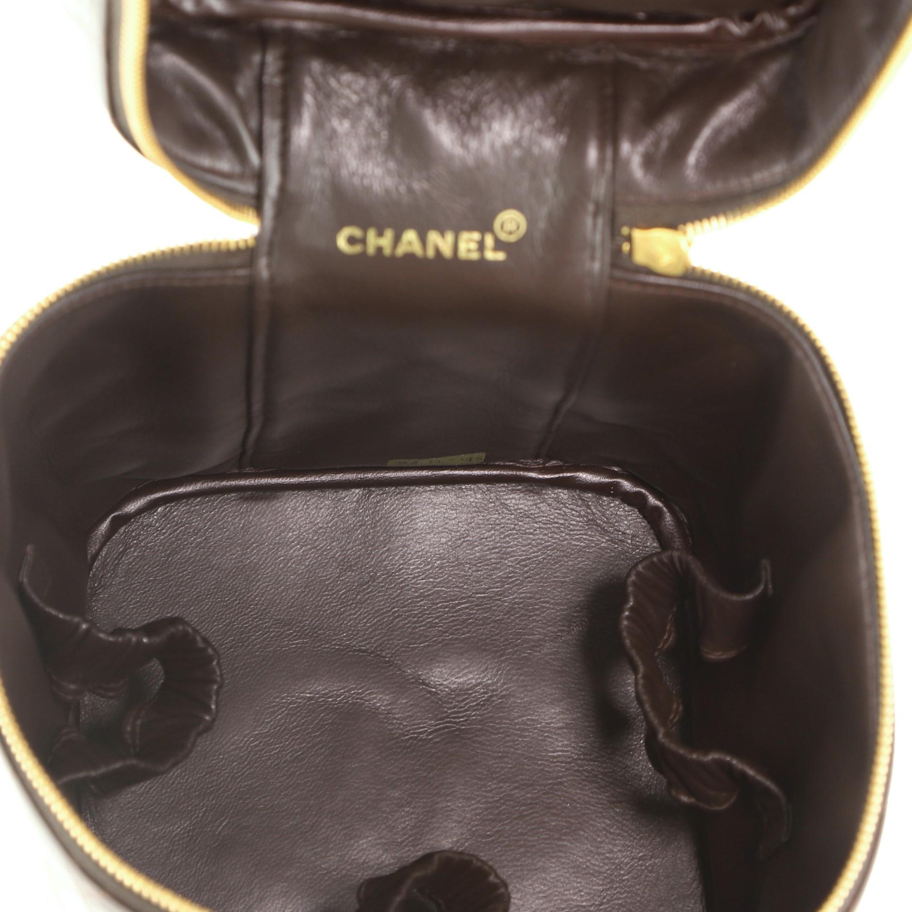 Chanel Vintage Cosmetic Case Quilted Lambskin Tall In Good Condition In NY, NY