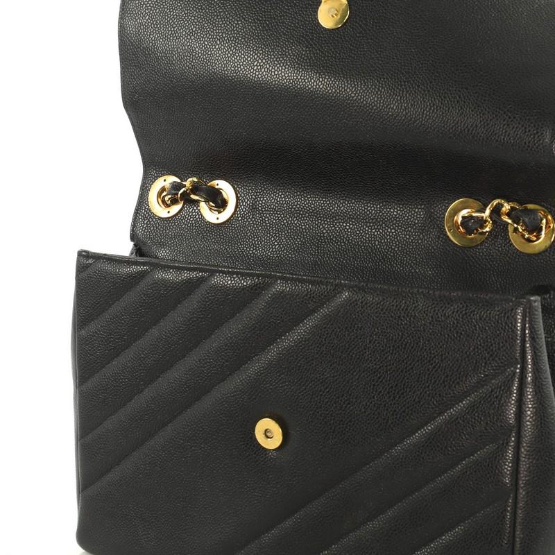 Chanel Vintage Covered CC Flap Bag Diagonal Quilted Caviar Jumbo In Good Condition In NY, NY