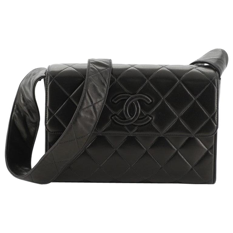 Chanel Vintage Chanel Navy Quilted Leather Shoulder Bag With