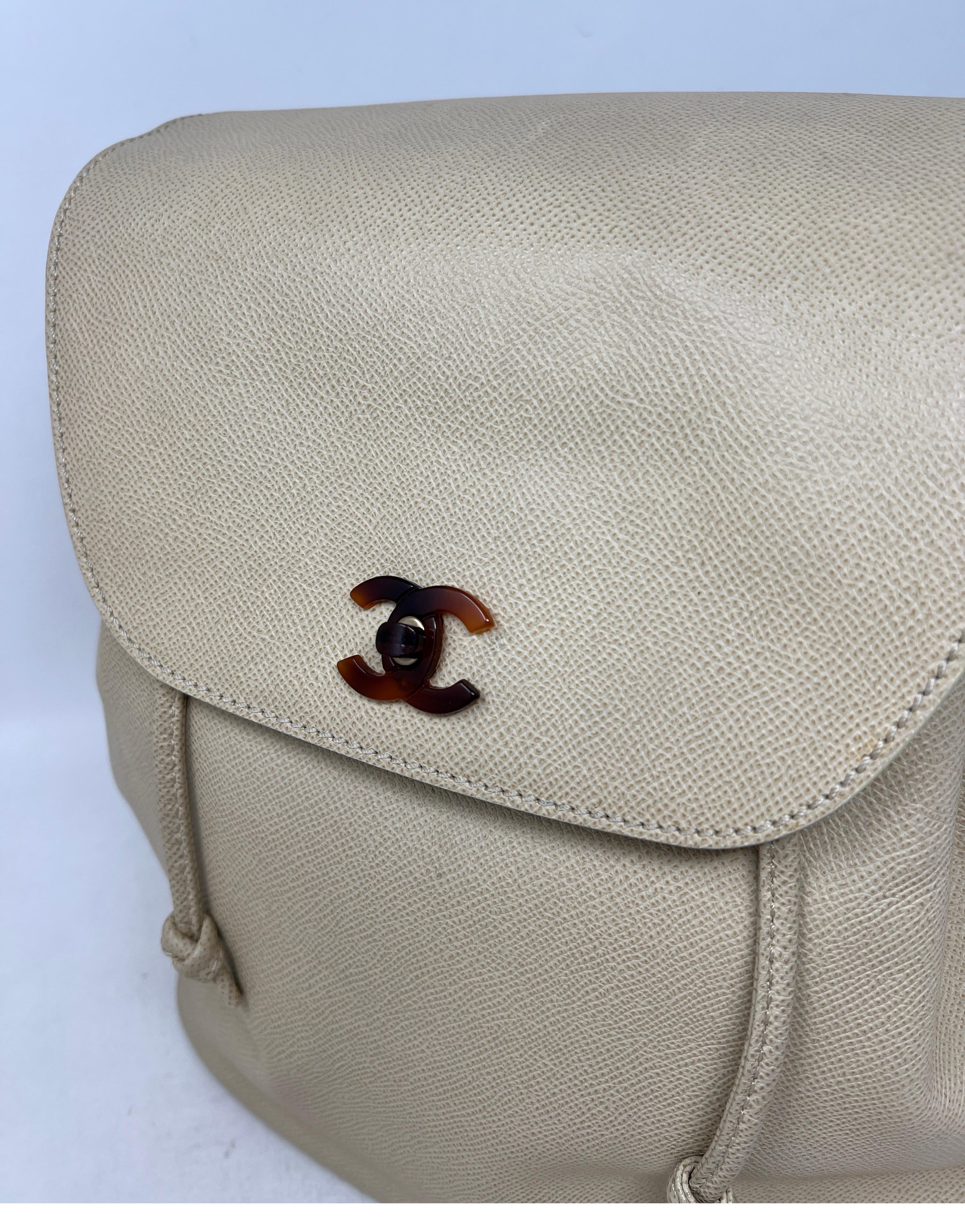 Gray Chanel Vintage Cream Backpack