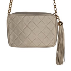 Chanel Vintage Cream Quilted Front Camera Bag