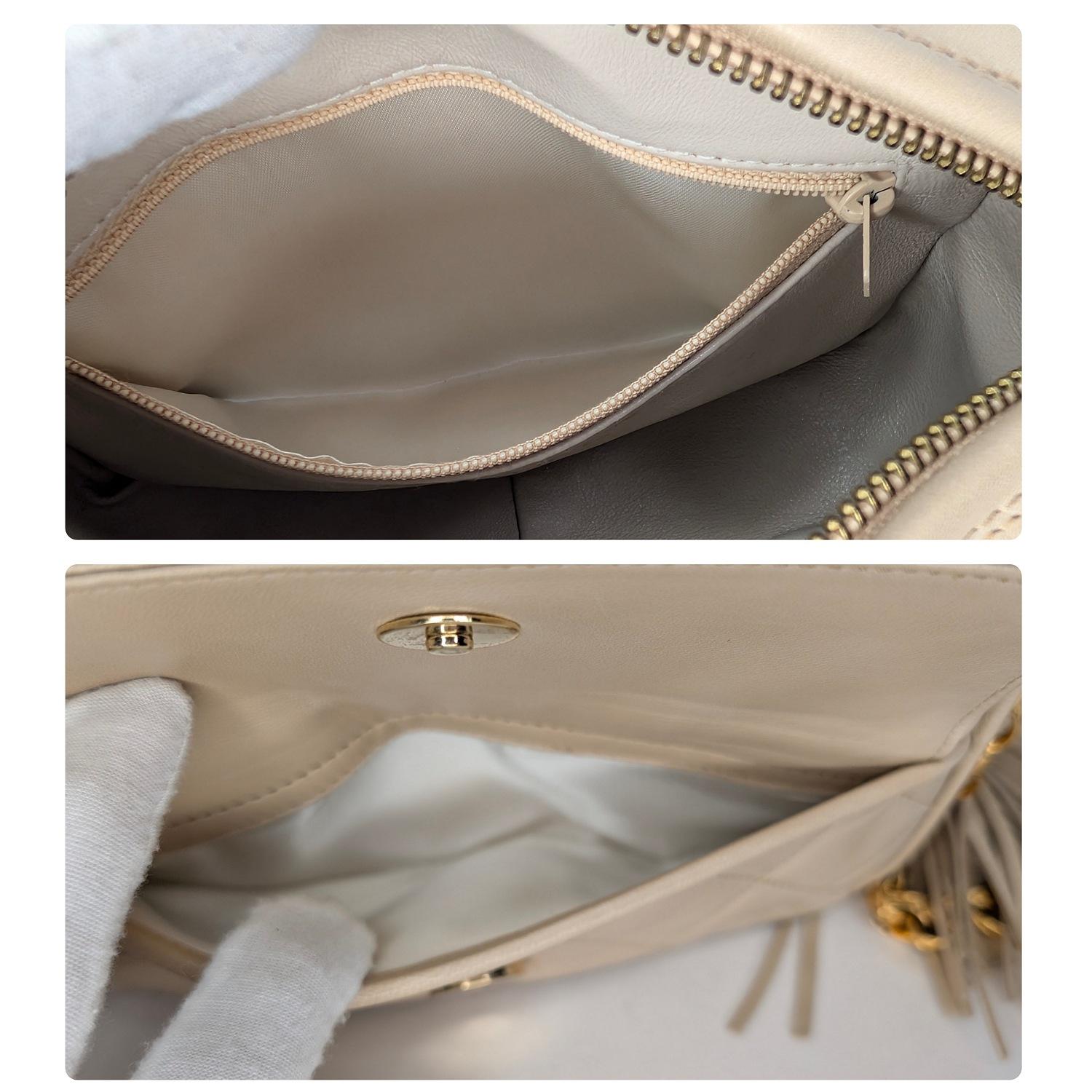 Chanel Vintage Cream Quilted Front Camera Bag For Sale 3