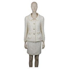 CHANEL Vintage Cream Tweed Two-Piece Suit with Camellia Buttons