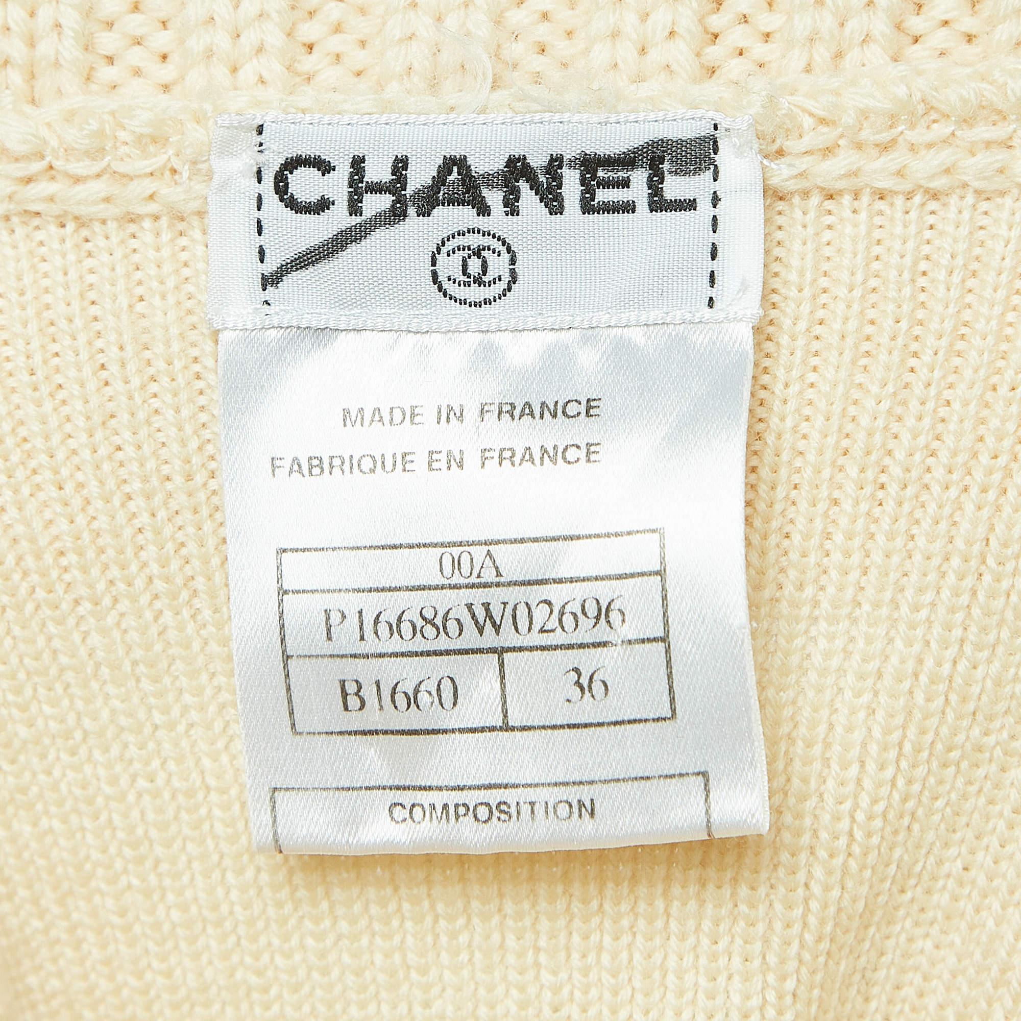 Chanel Vintage Cream Wool Turtle Neck Sleeveless Sweater S 1