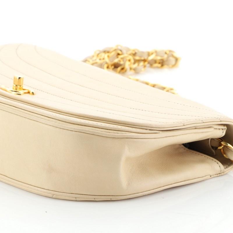 Beige Chanel Vintage Crescent Flap Bag Horizontal Quilted Leather Medium