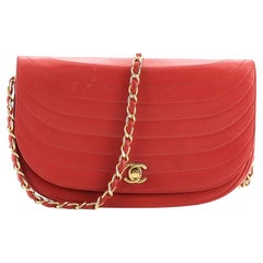 Chanel Vintage Crescent Flap Bag Horizontal Quilted Leather Medium