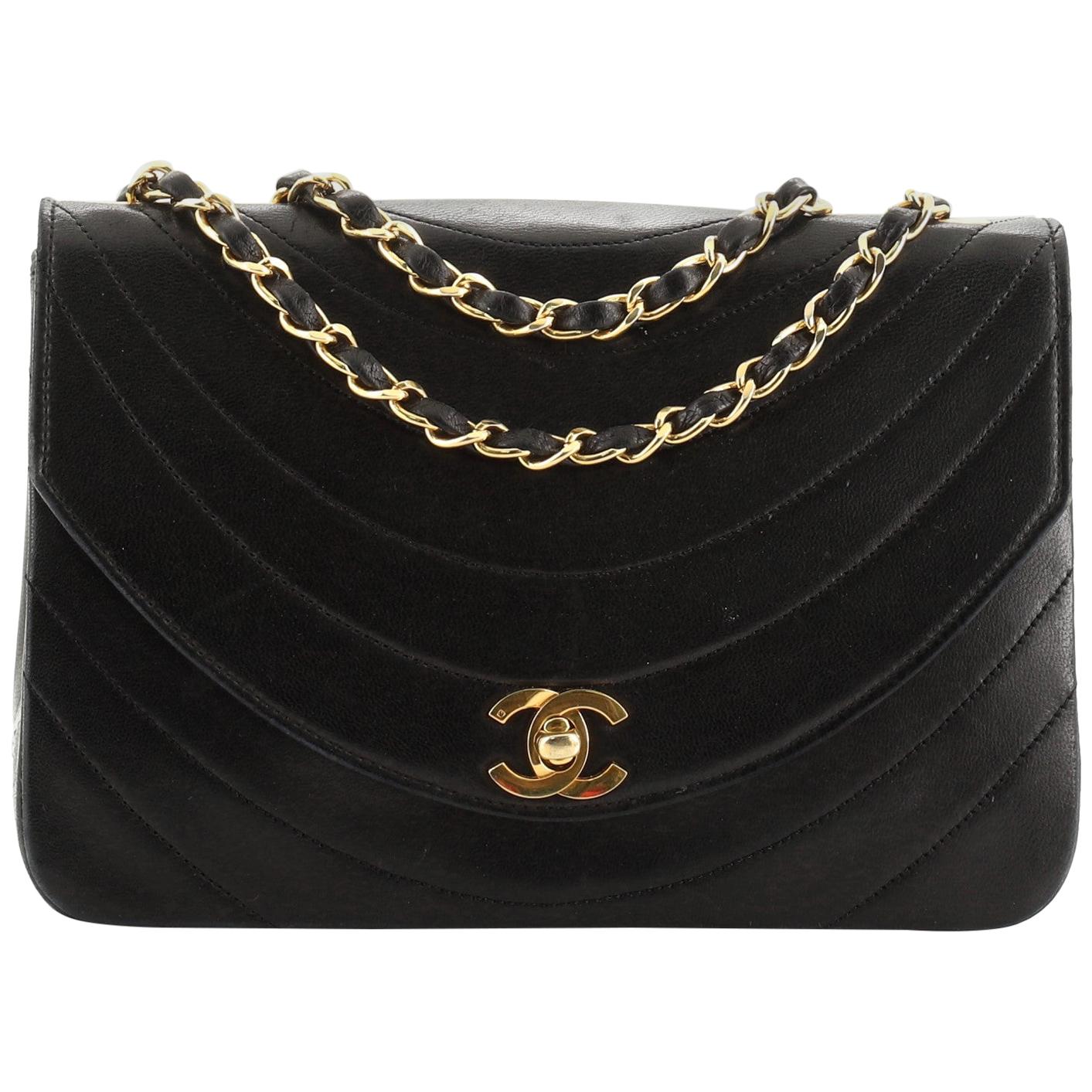 CHANEL Lambskin Patent Classic Twist Crescent Flap Bag Black 58129