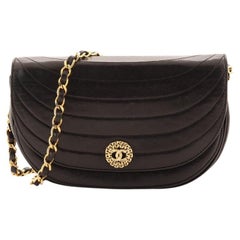 Chanel Vintage Crescent Flap Bag Horizontal Quilted Leather Small