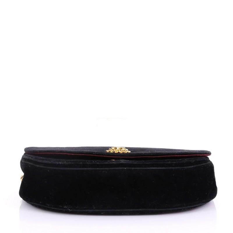 Black Chanel Vintage Crescent Flap Bag Horizontal Quilted Velvet Medium
