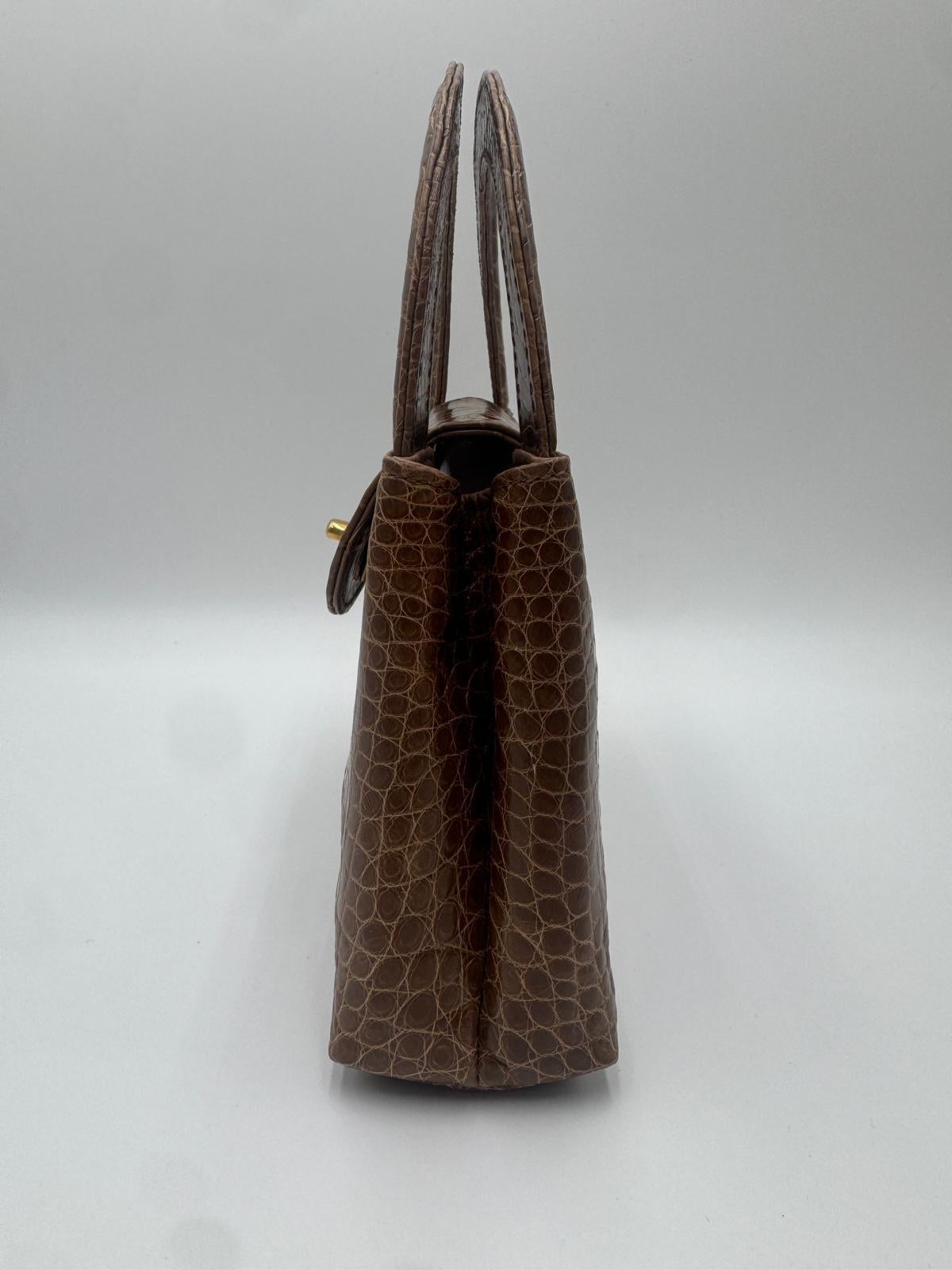 Brown Chanel Vintage Crocodile Mini Kelly For Sale