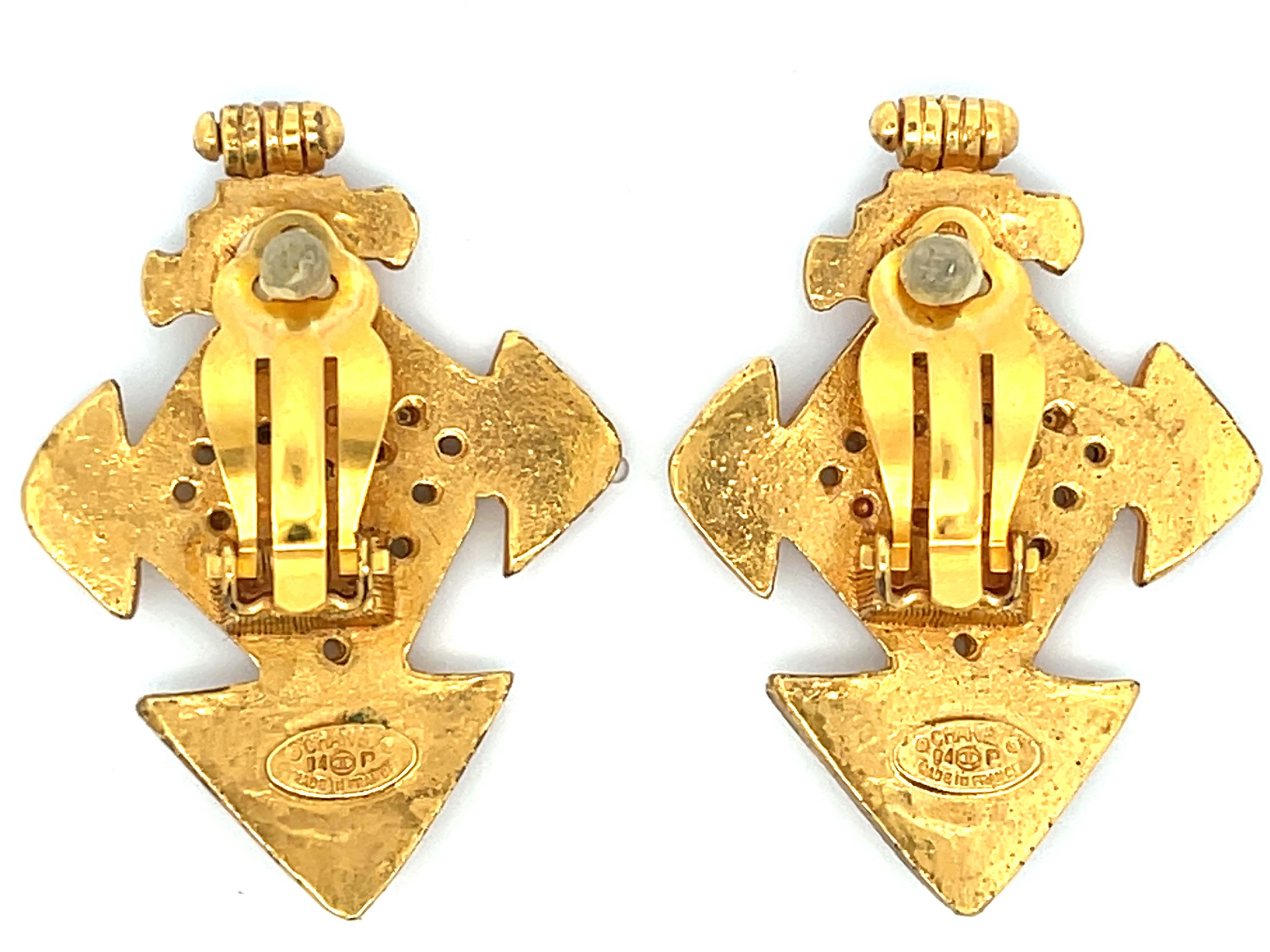 CHANEL Vintage Cross CC Earrings In Good Condition For Sale In Honolulu, HI