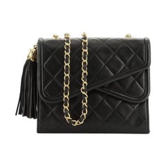 Chanel Vintage Crossover Flap Bag Quilted Lambskin Small