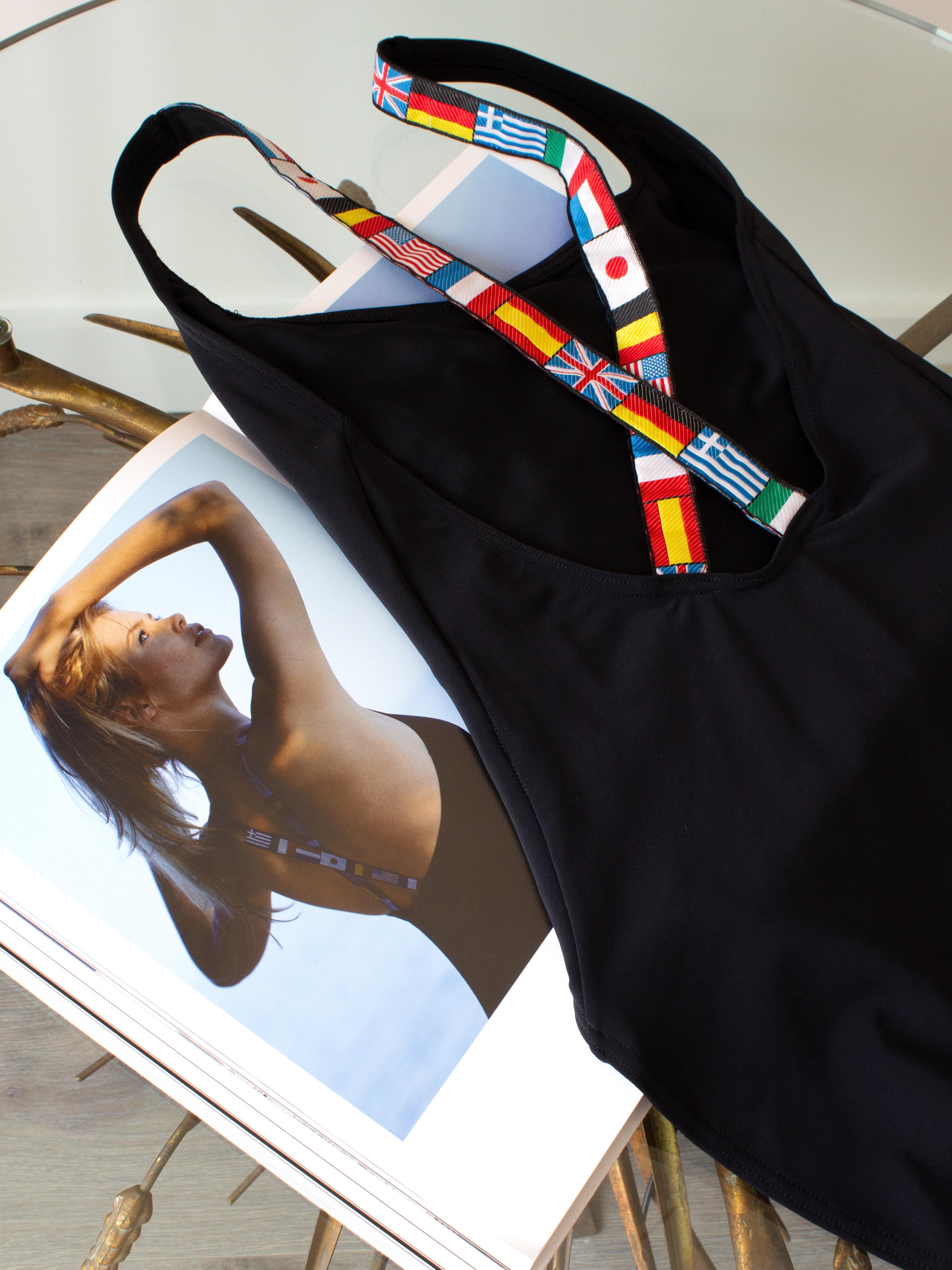 Chanel Vintage Cruise 1994/1995 International Flags CC Logo Black 95C Swimsuit 6
