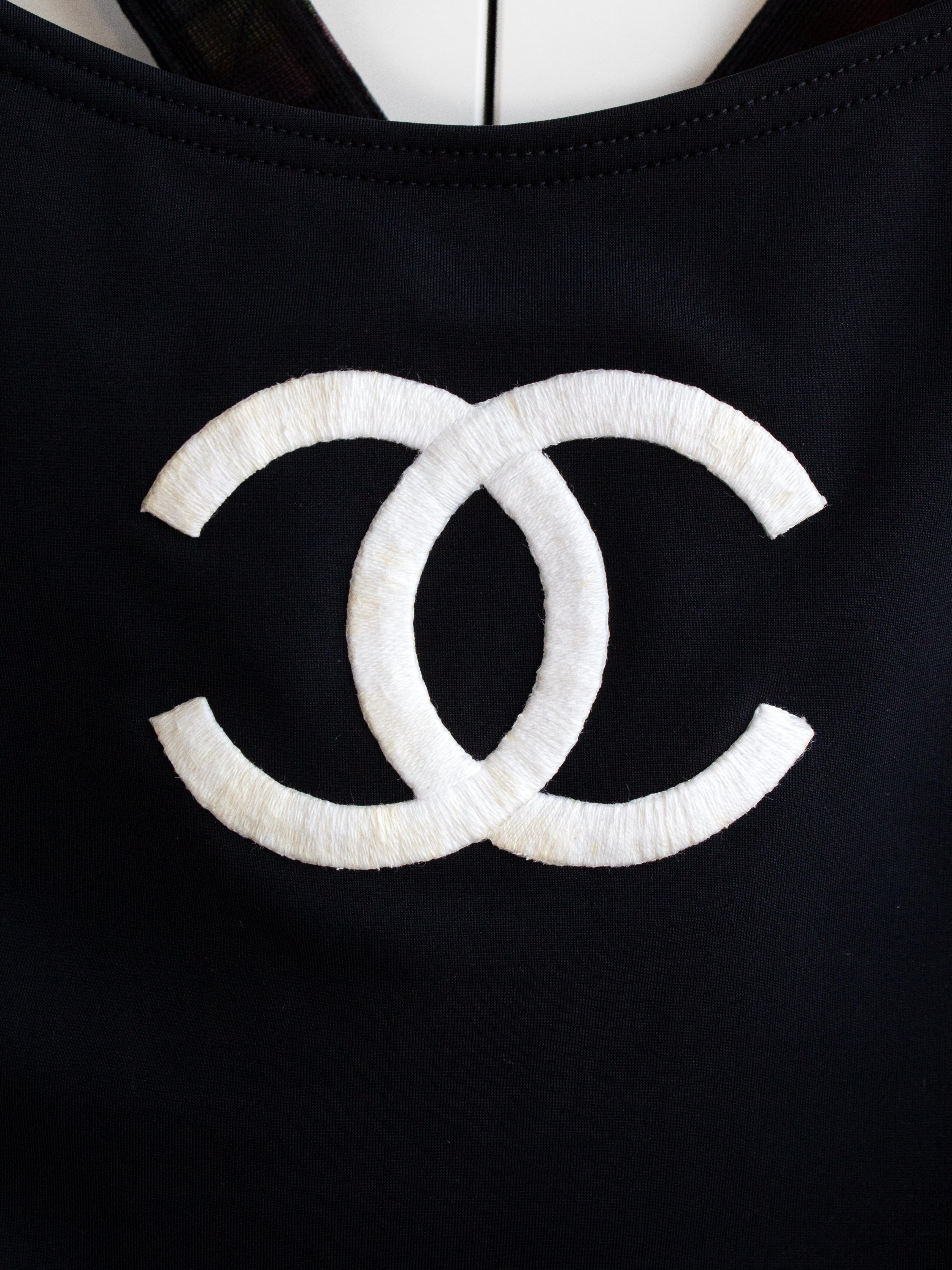 Chanel Vintage Cruise 1994/1995 International Flags CC Logo Black 95C Swimsuit 1