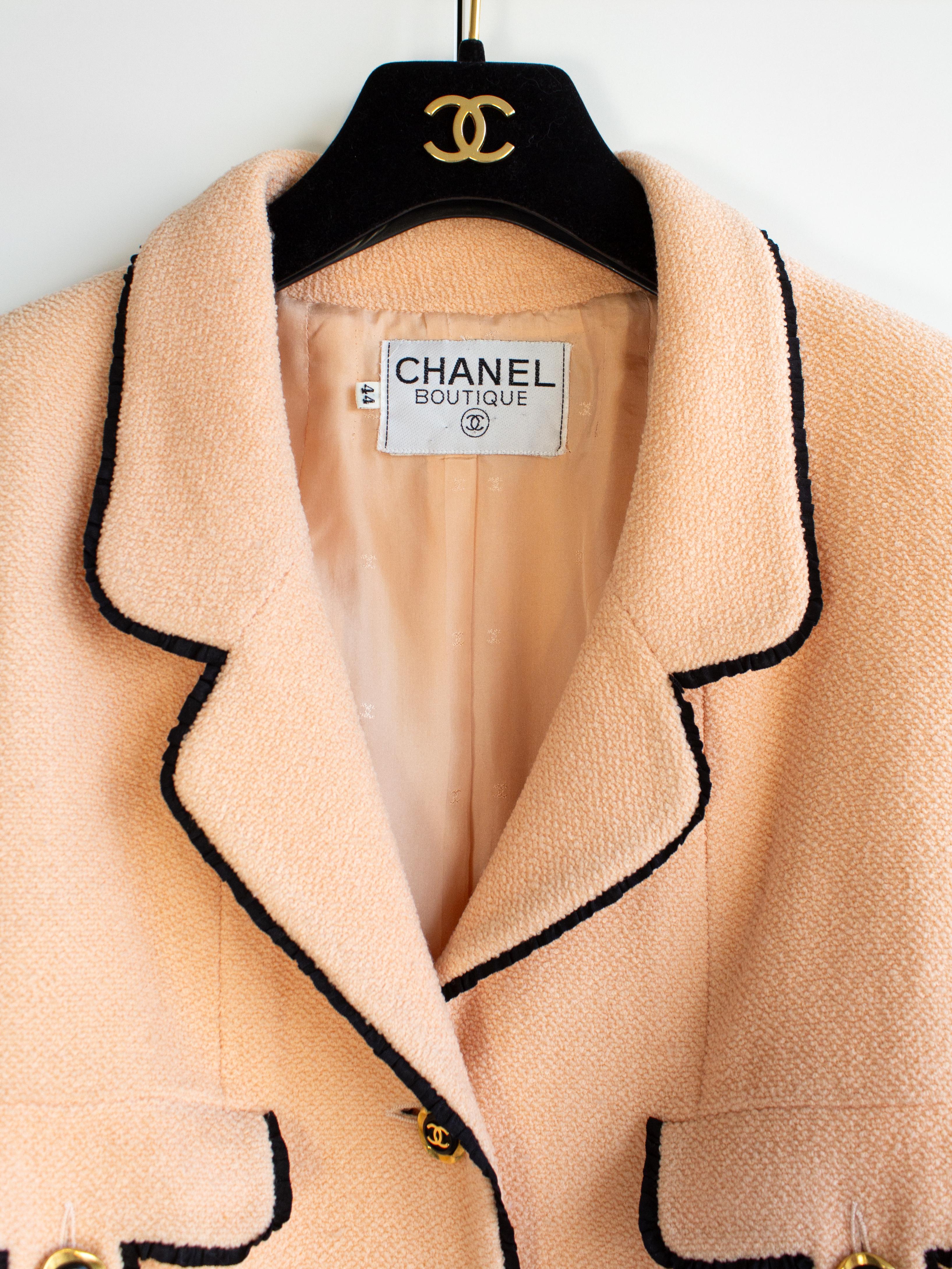 Chanel Vintage Cruise 1994 Peach Black Tweed 94C Jacket 2
