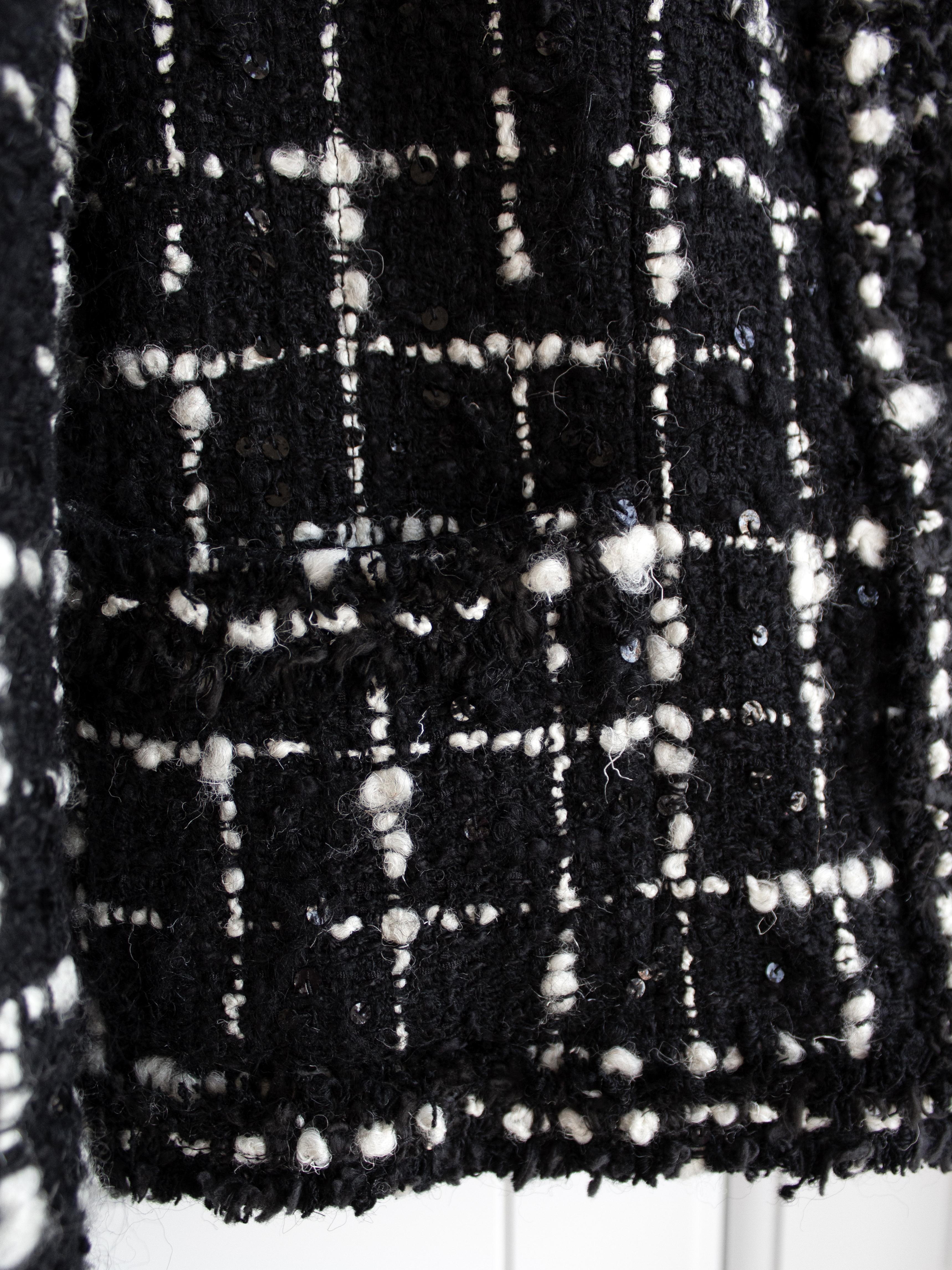 Chanel Vintage Cruise 2003 Black White Sequin Tweed 03C Jacket Skirt Suit 3