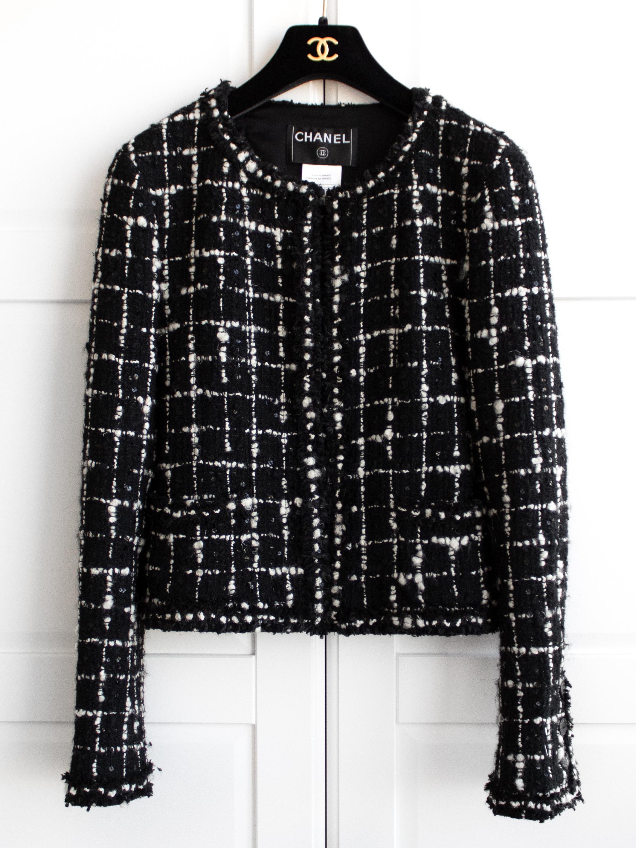 chanel coat black and white