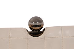 Chanel Vintage Crystal Ball Quilted Lambskin Clutch Bag White Black Leather